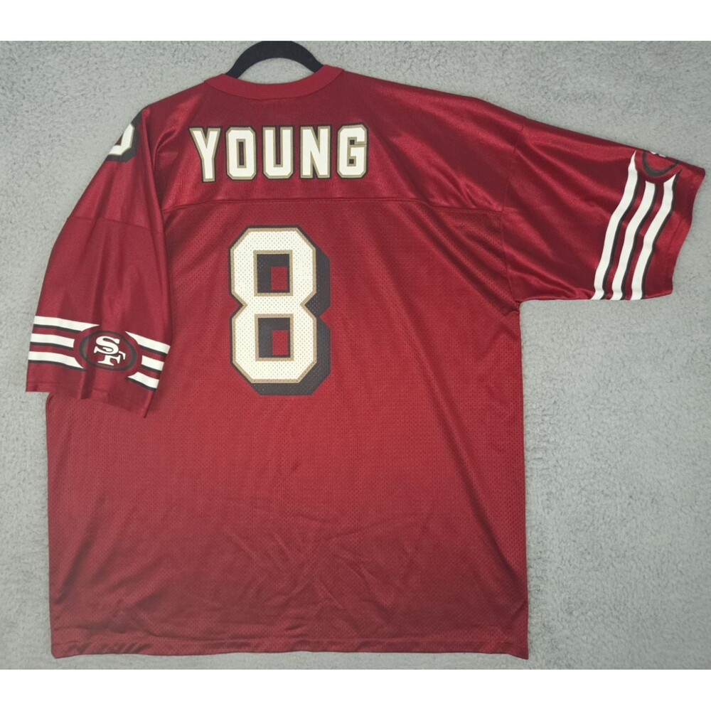 Vintage 90s Logo Athletic Steve Young #8 San Francisco 49ers Mens 2XL 54 Red NFL